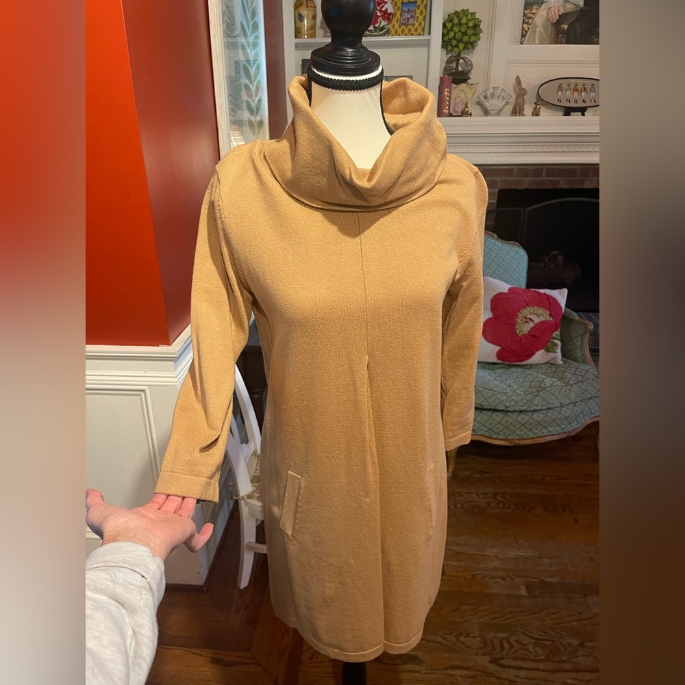 Tyler Boe Beige Rolled Turtleneck Sweater Dress, Size Small, NWOT